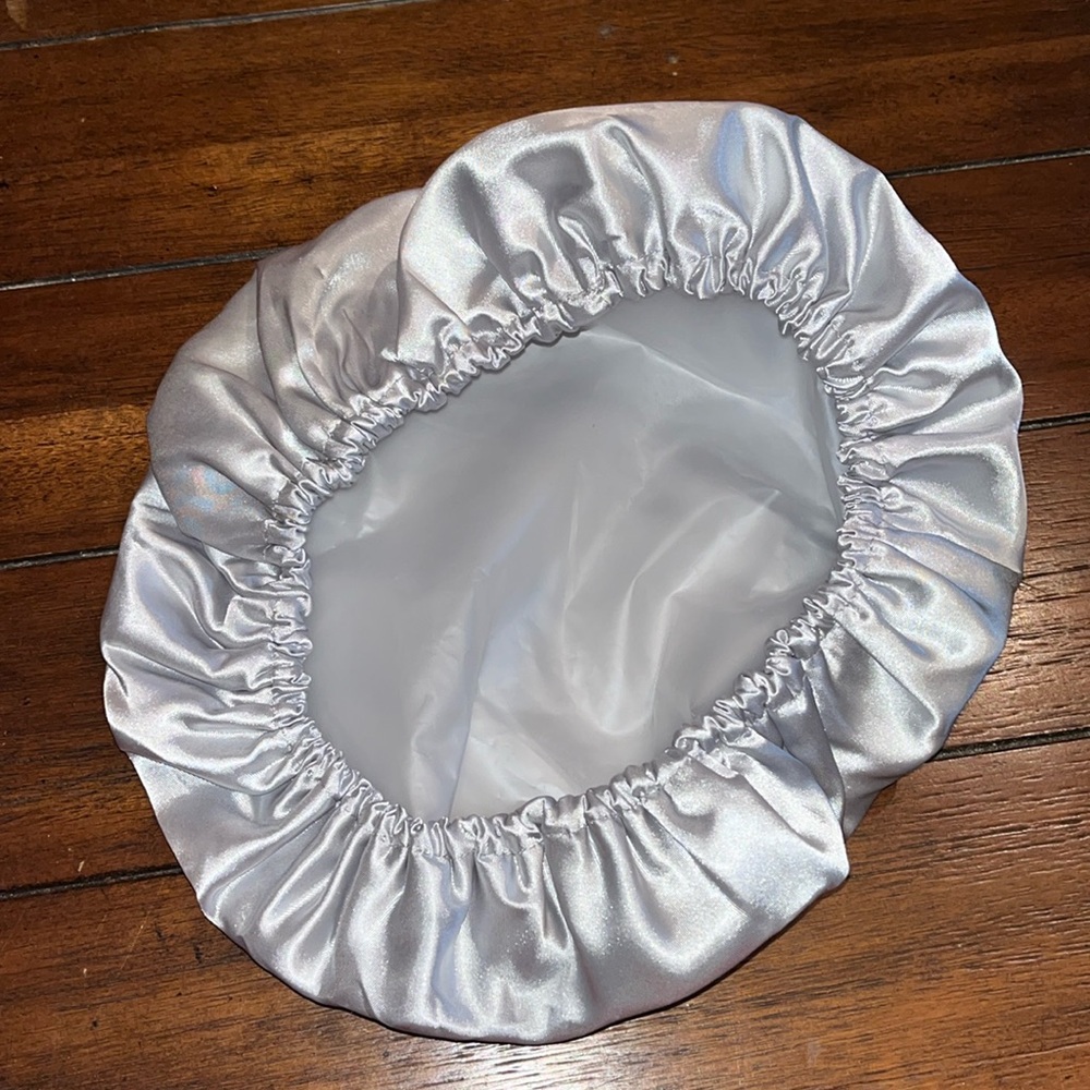 Silver Satin Shower Cap